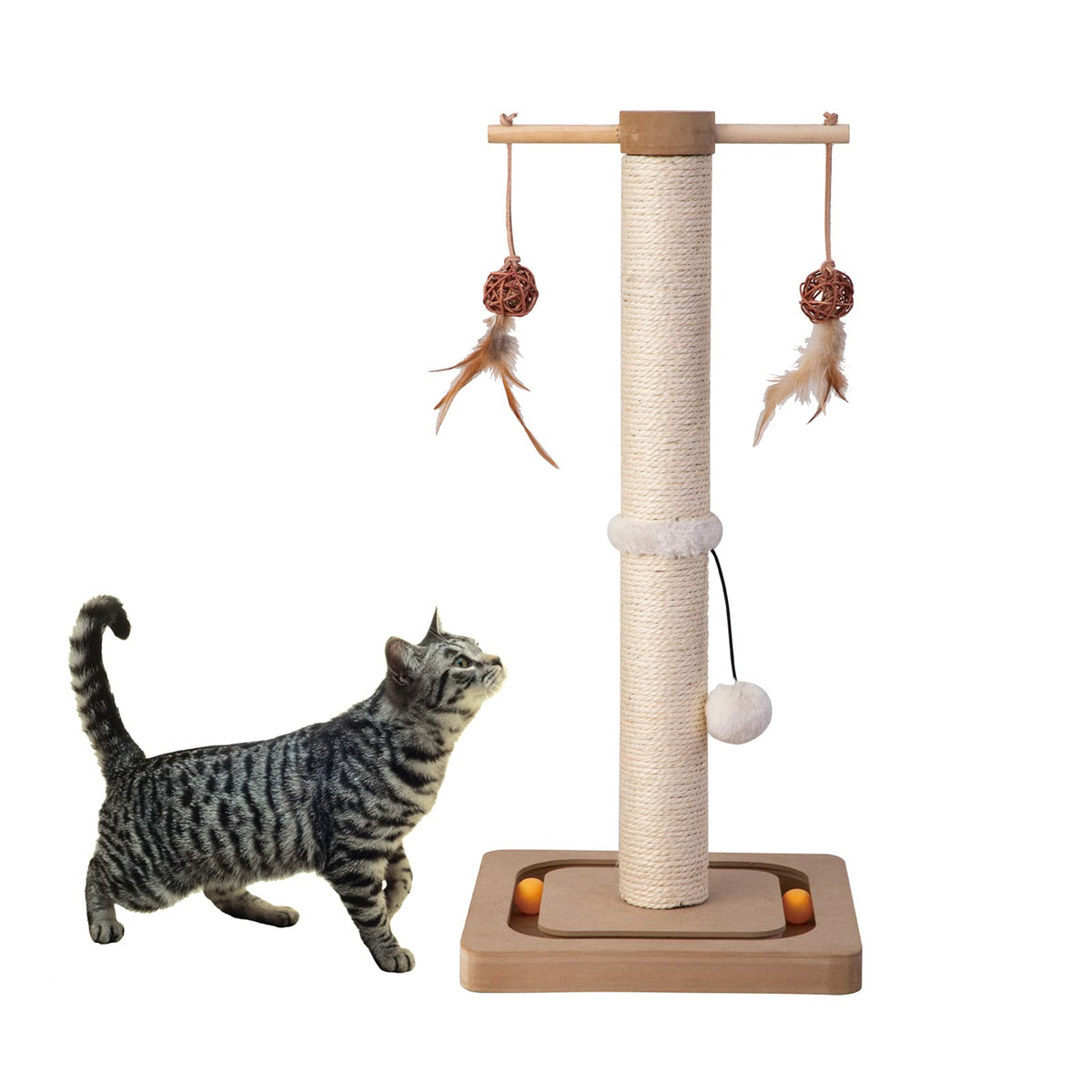 PEEKAB poste sisal vertical 25 pouces beige pour griffage intérieur