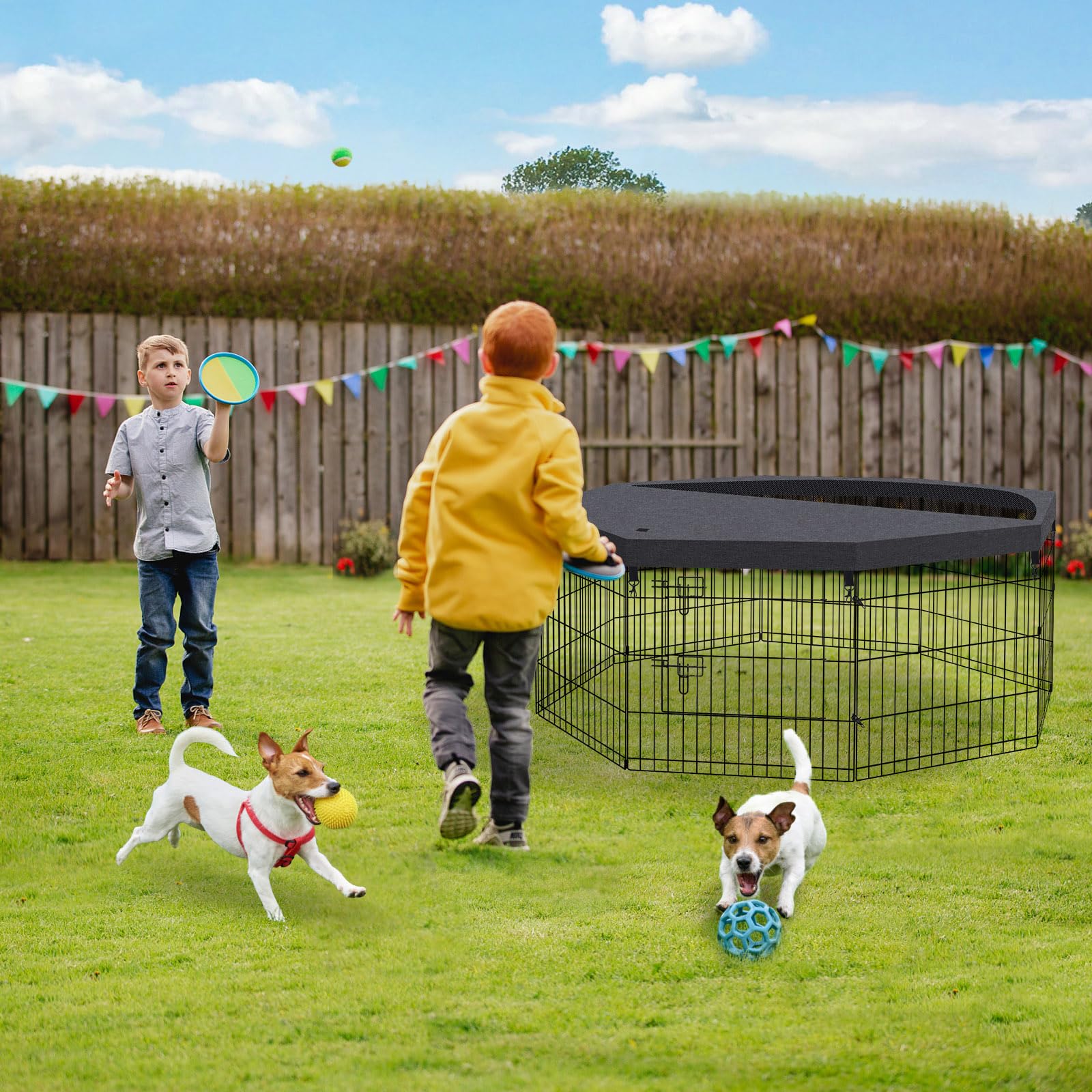 Peekaboo couverture supérieure noire, style et protection du parc chien.