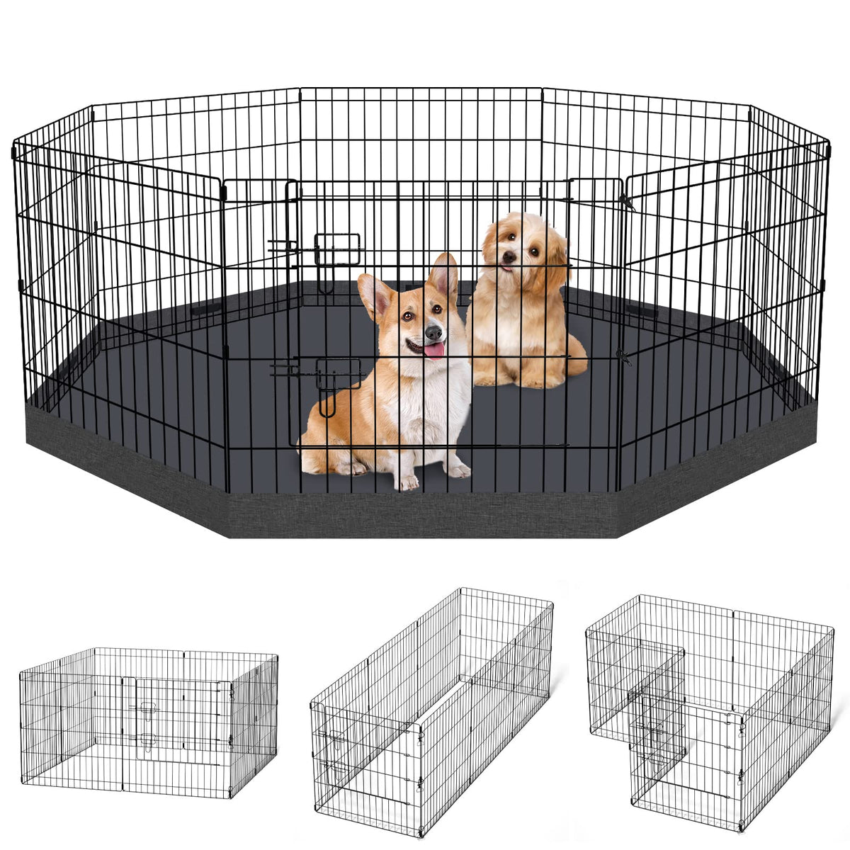 Peekaboo enclos chien, 8 panneaux et 24 pouces, espace de jeu modulable et sûr.