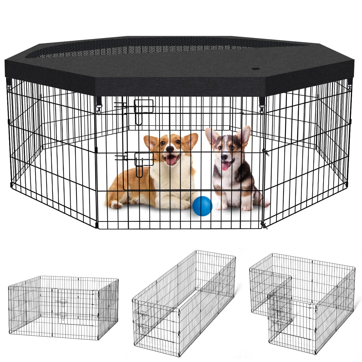 Peekaboo parc chien pliable 8 panneaux 24 pouces, espace sûr et modulable.