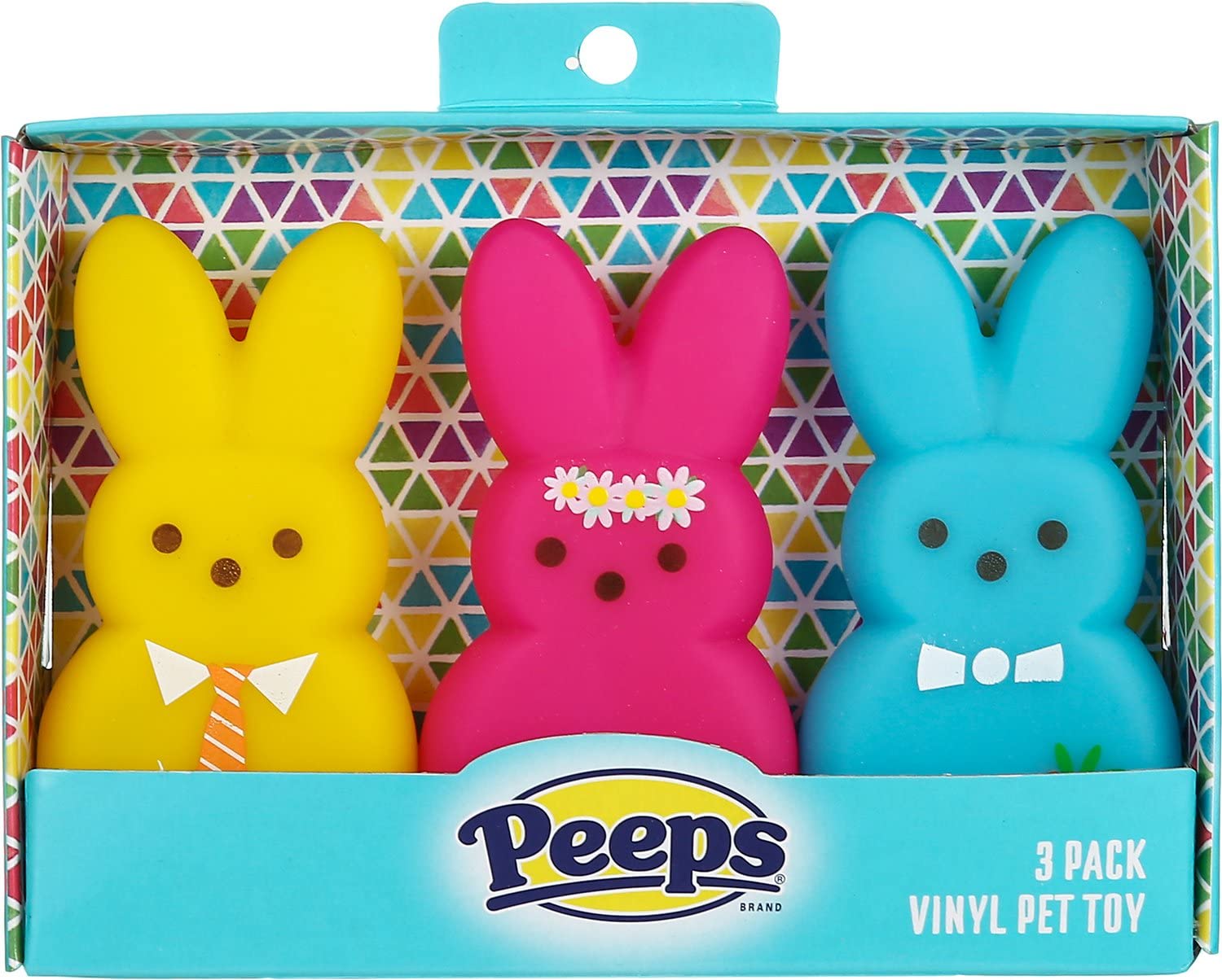 Peeps lapin vinyle 3 pièces coloris – jouet stimulant et durable pour chien.