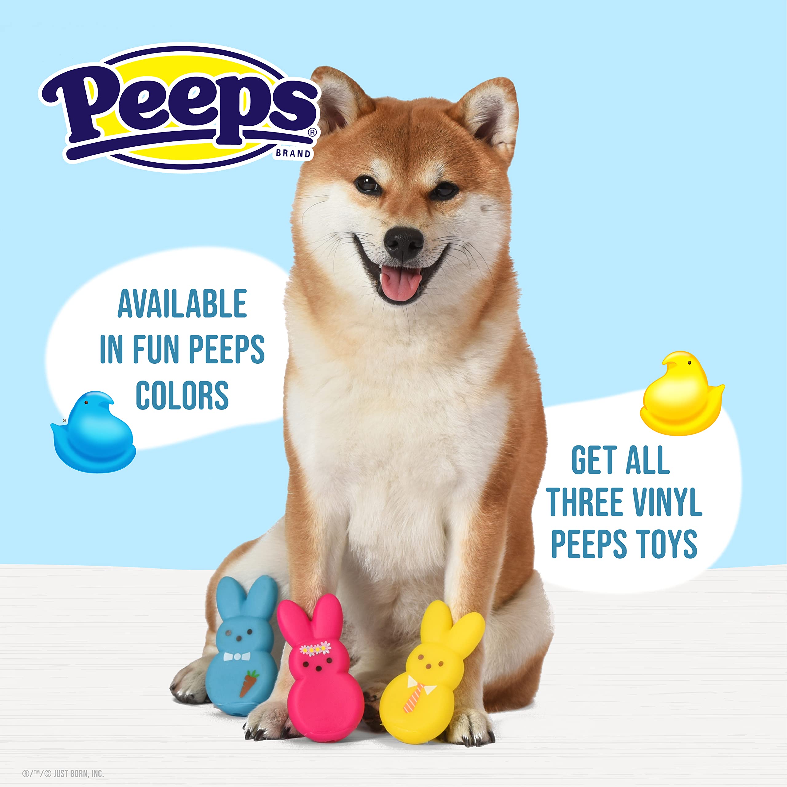 Ensemble Peeps Pets de lapins vinyle déguisés, emballage attrayant.