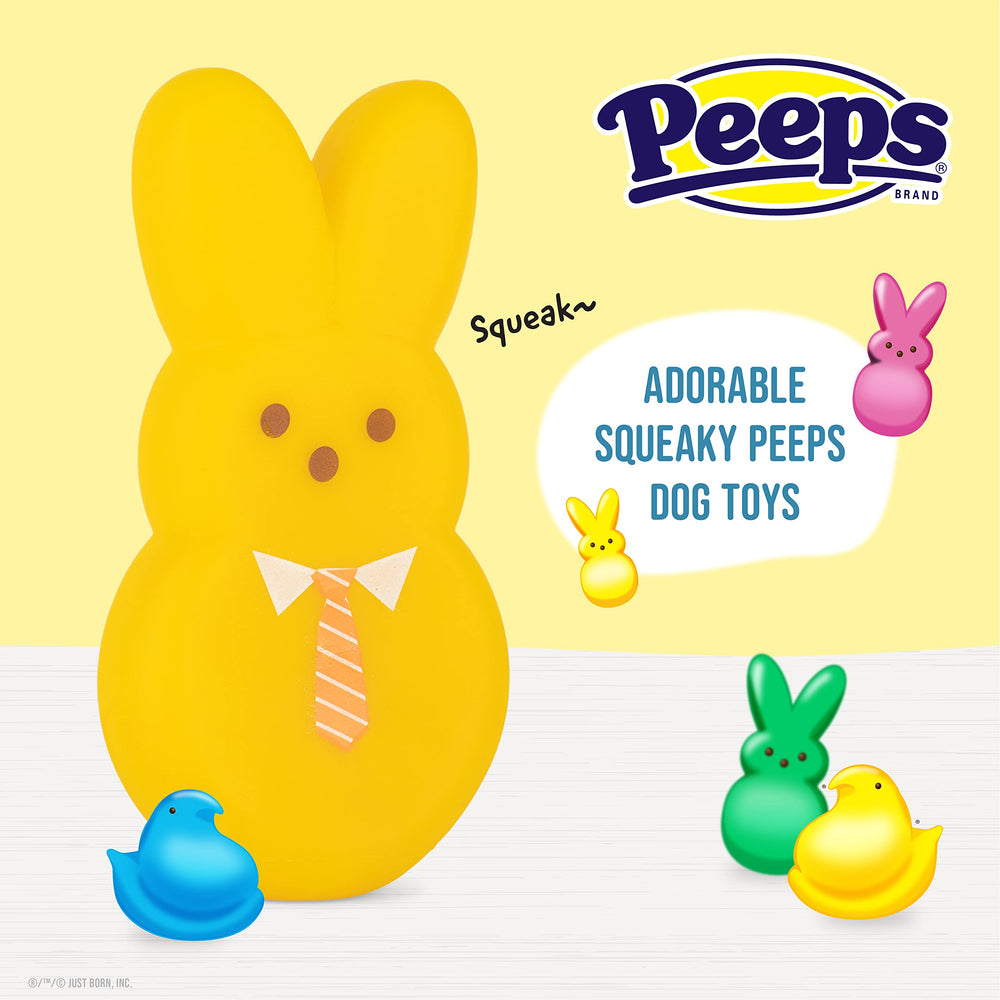 Jouet Peeps Pets lapin vinyle criant pour interaction canine.