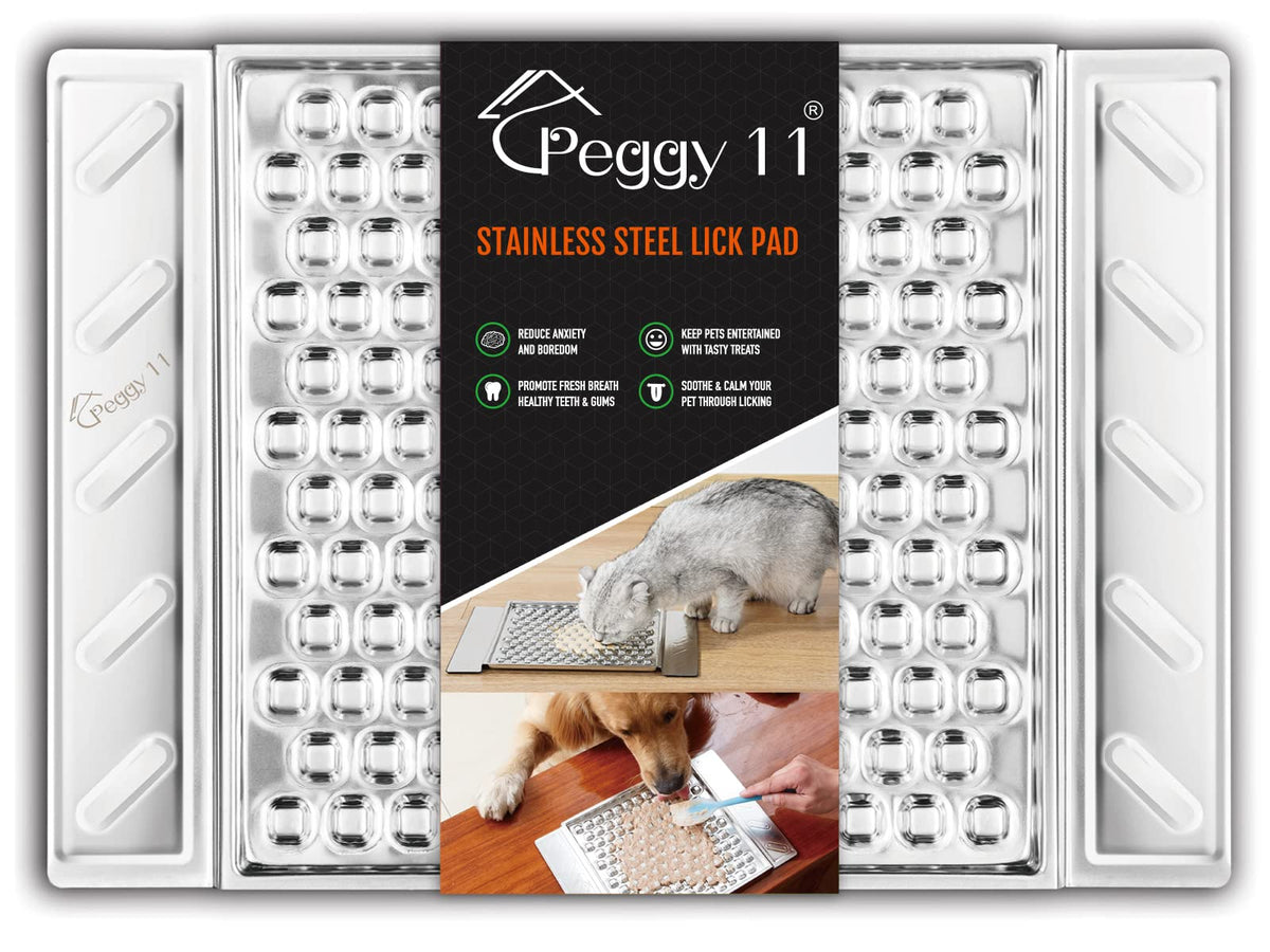 PEGGY11 lick pad en acier inoxydable, durable et sûr pour animaux.