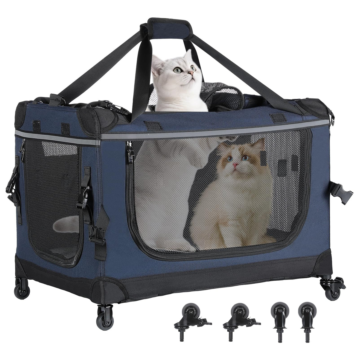 PEGIC sac de transport chat 24 pouces avec roues amovibles pour voyage facile