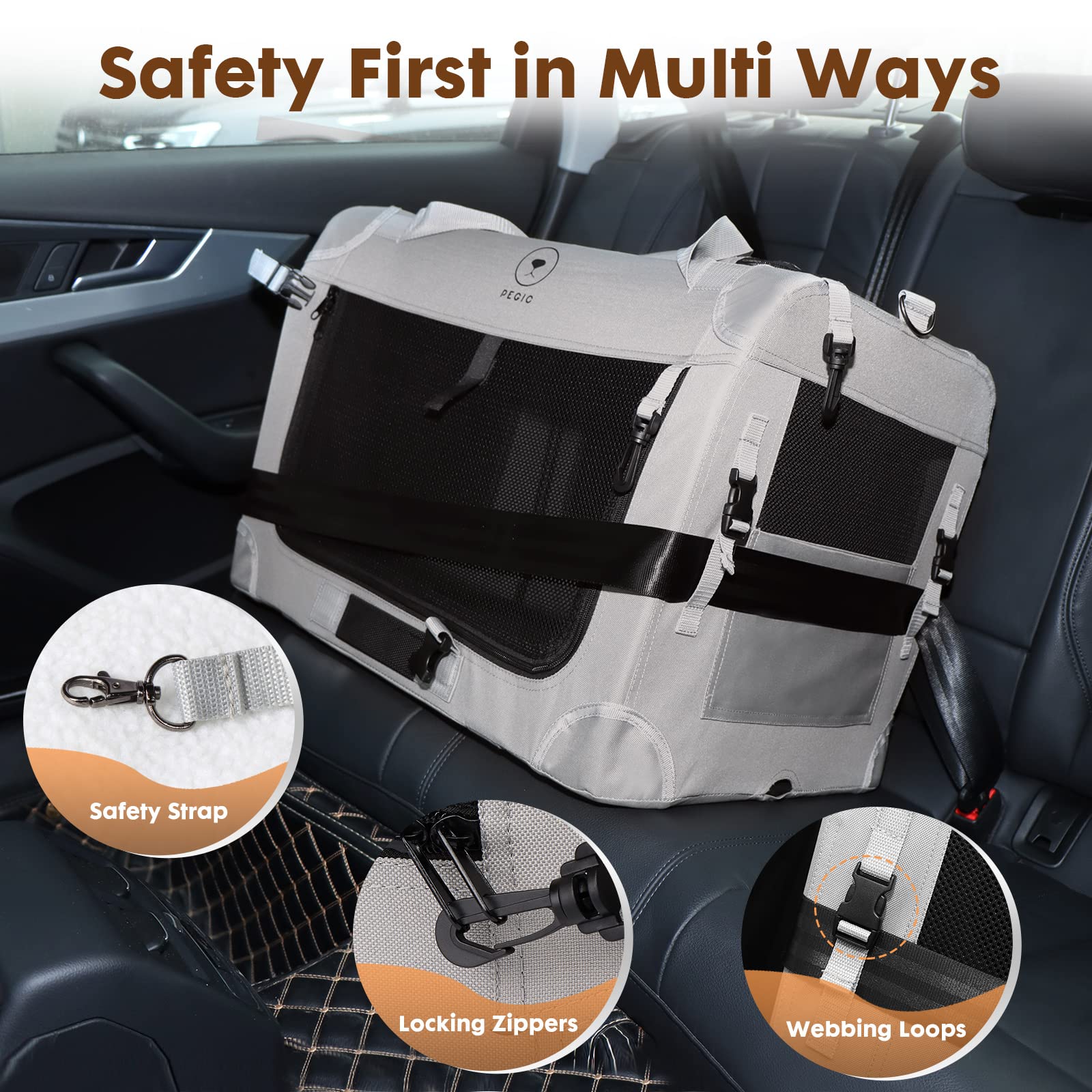 PEGIC caisse transport chat – espace intérieur spacieux 24 x 16 x 16 pouces
