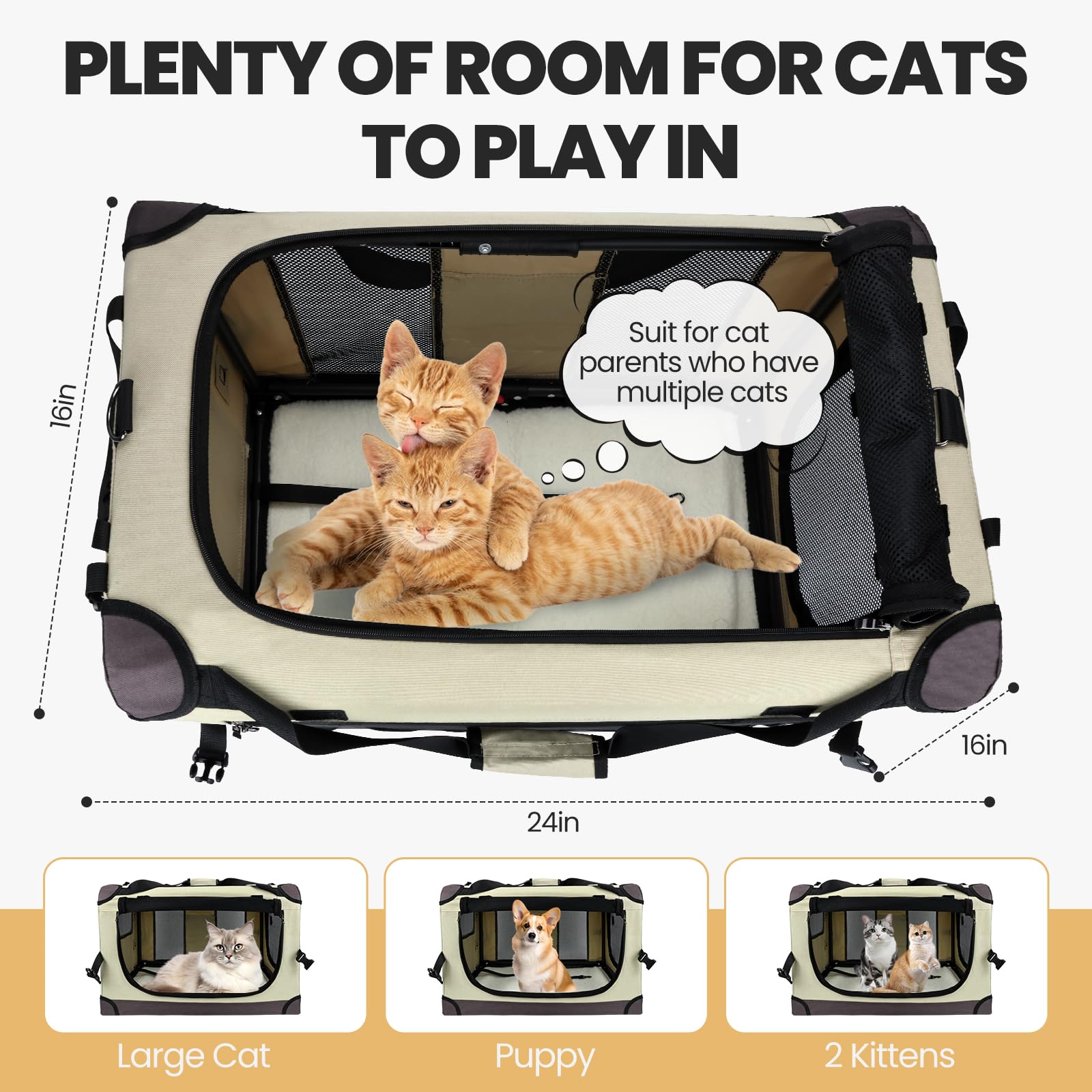 Porte-chat PEGIC avec fenêtres maillées pour meilleure ventilation.
