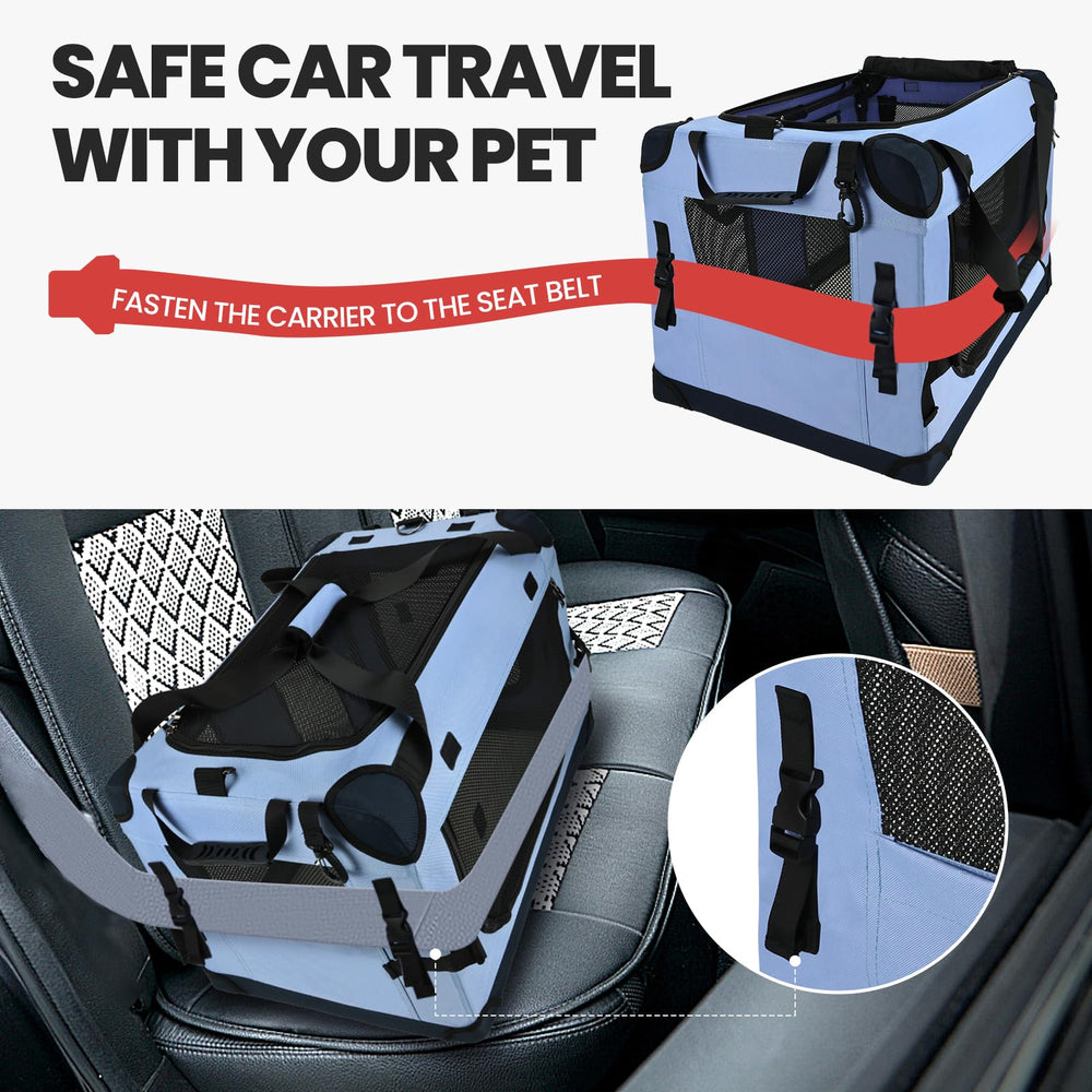 PEGIC sac-chat bleu, ceinture de sécurité intégrée pour stabilité en voiture.