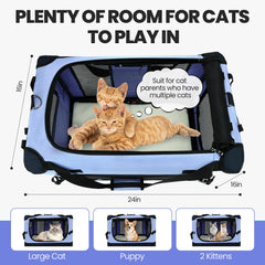 PEGIC sac-chat bleu, fenêtres en maillage assurant une bonne ventilation.