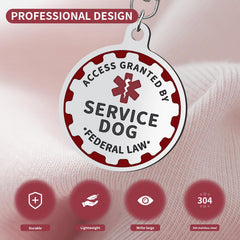 PEHADU Service Dog Tag texte brillant enamel rouge, visuel distinctif et facile à repérer.