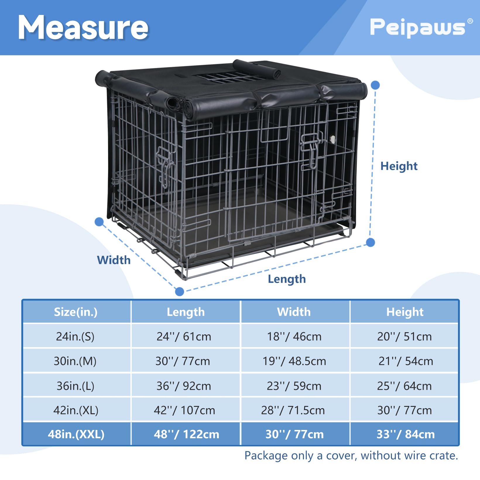 Peipaws couverture en Oxford 600D imperméable, durable et calme.