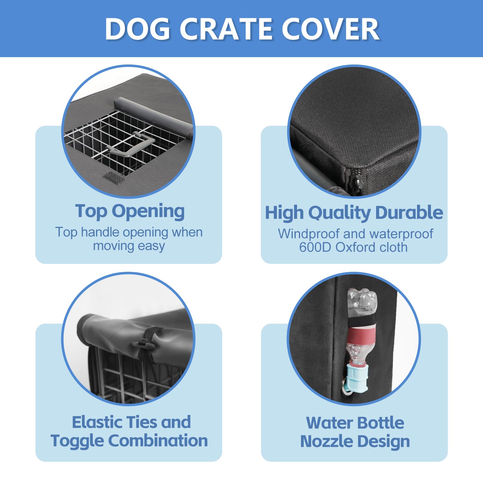 Peipaws couverture cage chien ventilation supérieure pour plus d’air.