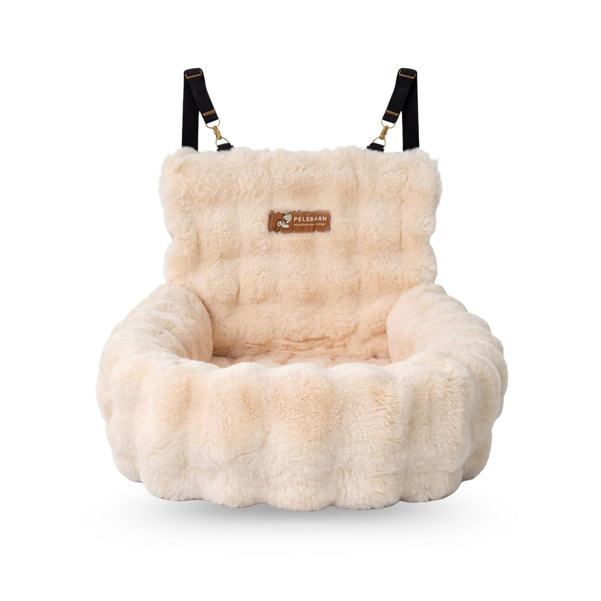 Pelsbarn lit-auto luxueux pour chien, confort immédiat pendant le voyage.