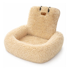 Pelsbarn lit voiture pour chien doux beige, confort immédiat lors des trajets.