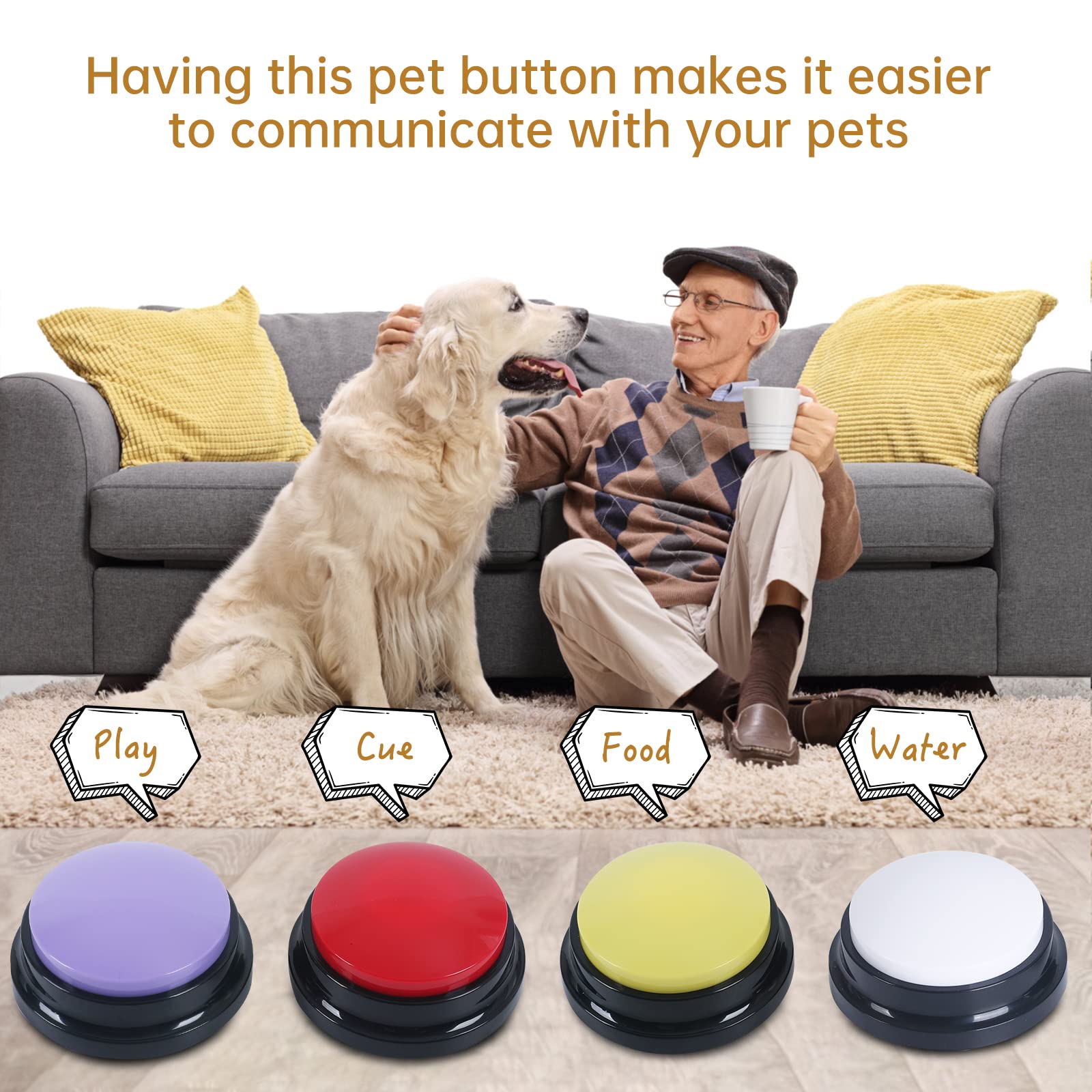 Pel teflu bouton enregistrement 30s, parfait pour rappeler des actions à votre chien