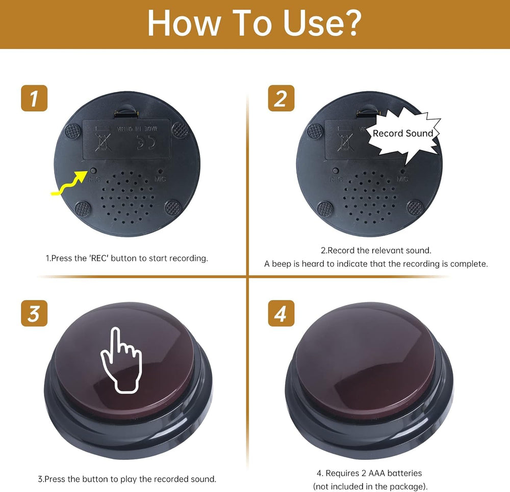 Bouton Pelteflu d'enregistrement, outil d'interaction pour animaux et jeux.