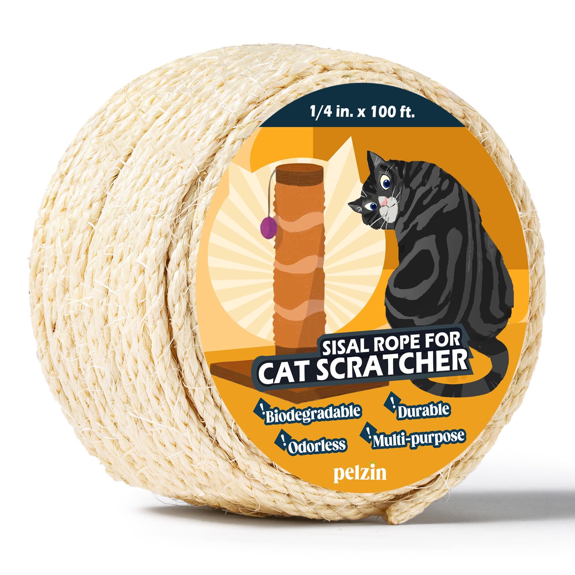 Pelzin corde sisal pour grattoir chat, texture naturelle et durable