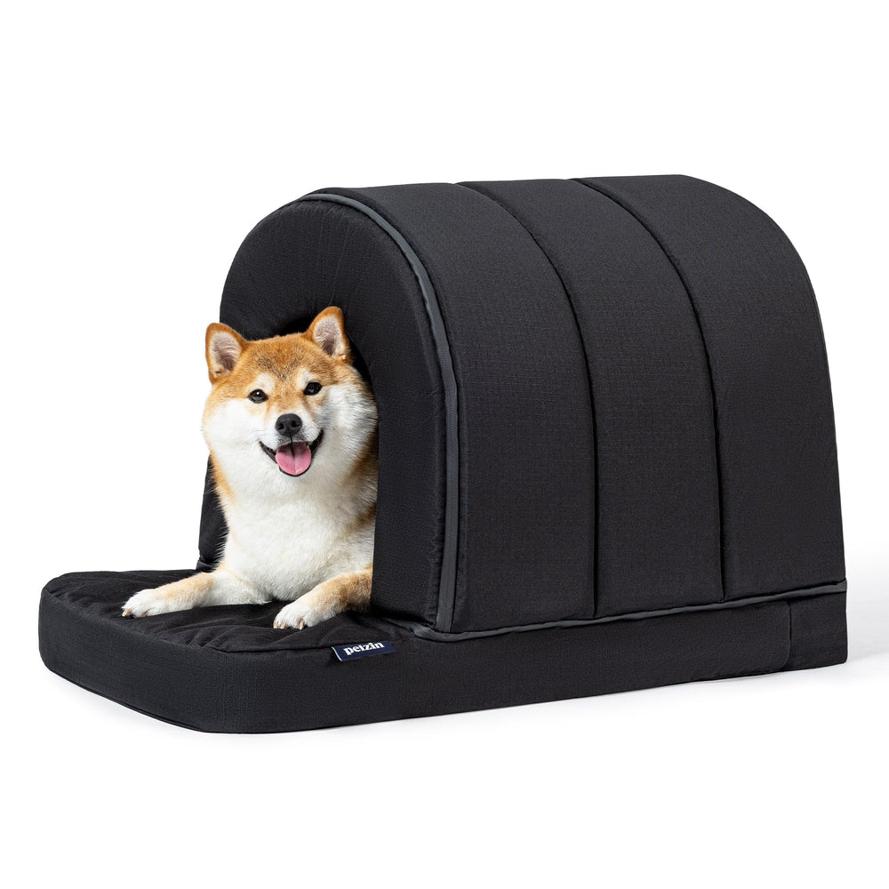 Pelzin Maison Chien Orthopedique exterieur avec porche, refuge sure et confortable.