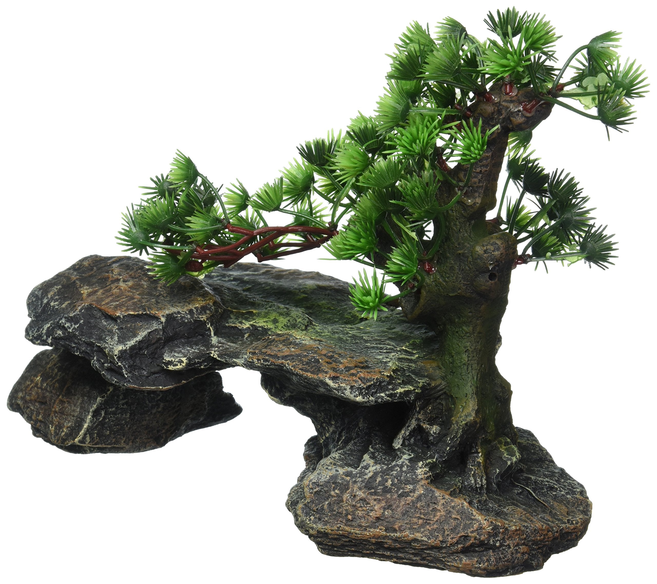 Penn-Plax Bonsai-arbre-sur-roches: cachette et point d’intérêt pour poissons.