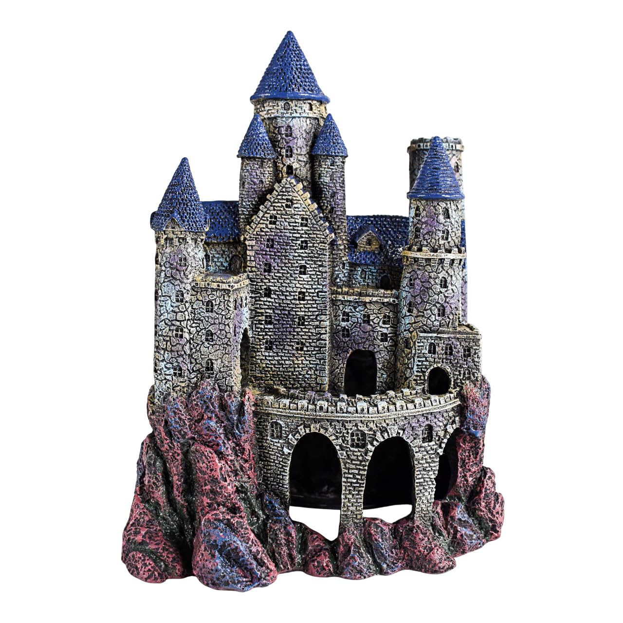 Château sorcier Penn-Plax dans un aquarium, décor majestueux pour l’habitat aquatique.