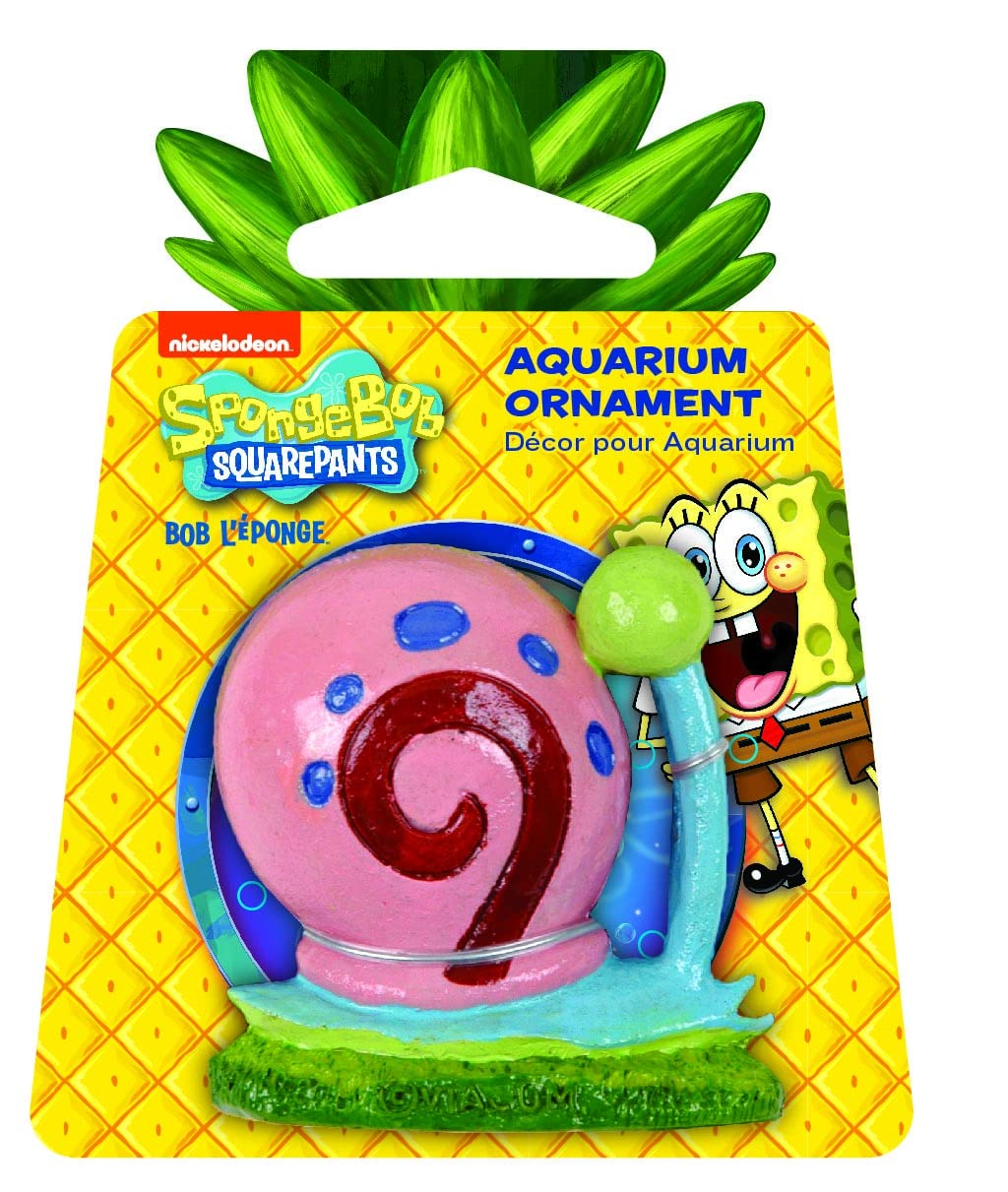 Gary mini Penn-Plax dans l'aquarium, décor Bikini Bottom attrayant.