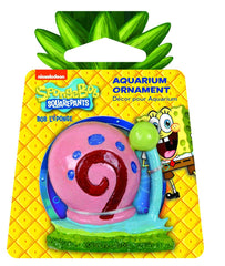 Gary mini Penn-Plax dans l'aquarium, décor Bikini Bottom attrayant.