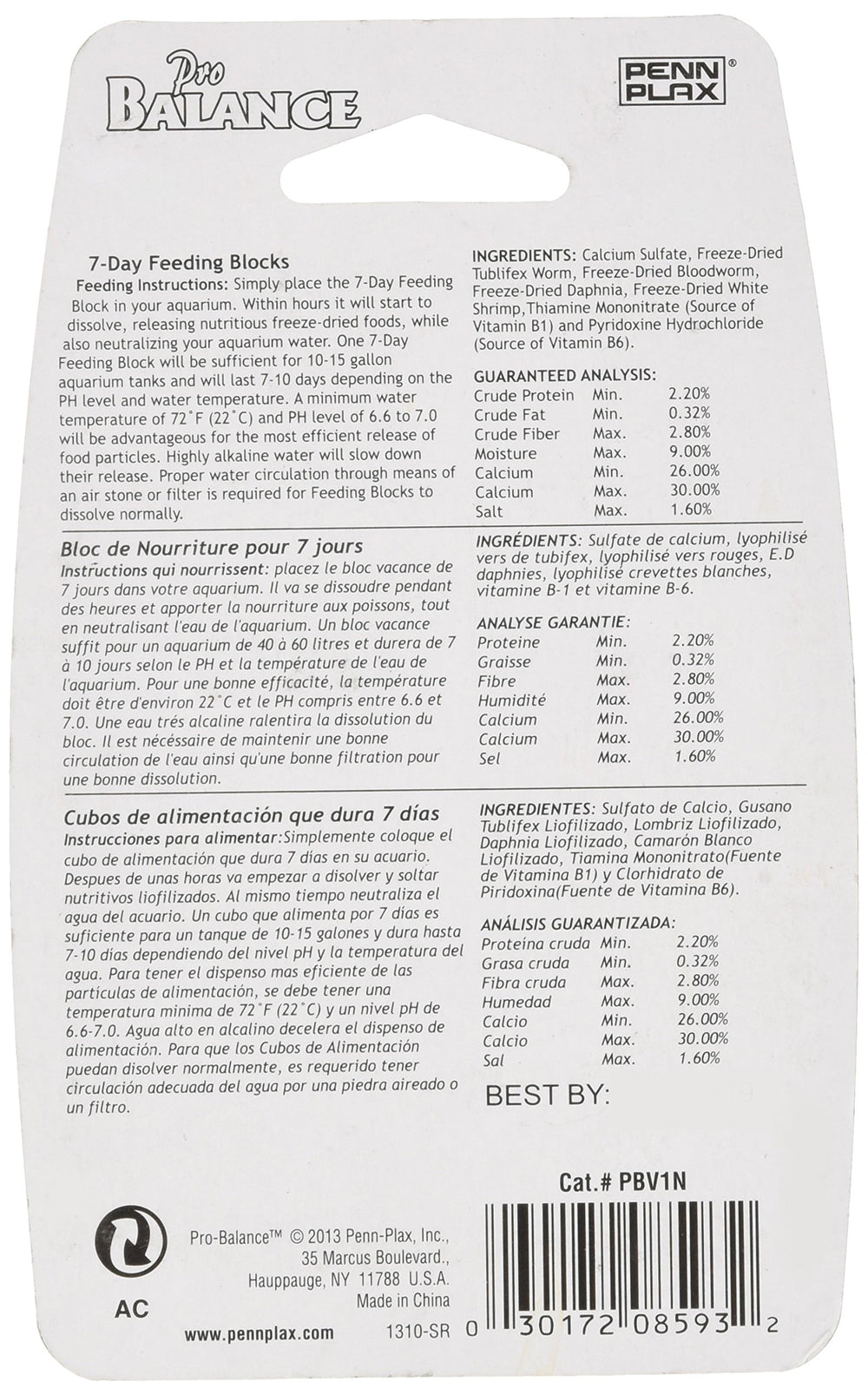 Bloc nourrriture Betta compact Penn Plax Pro Balance pour repas faciles.