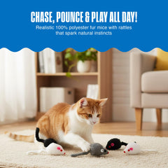 Souris peluche Penn-Plax blanc, douce et agréable au toucher.