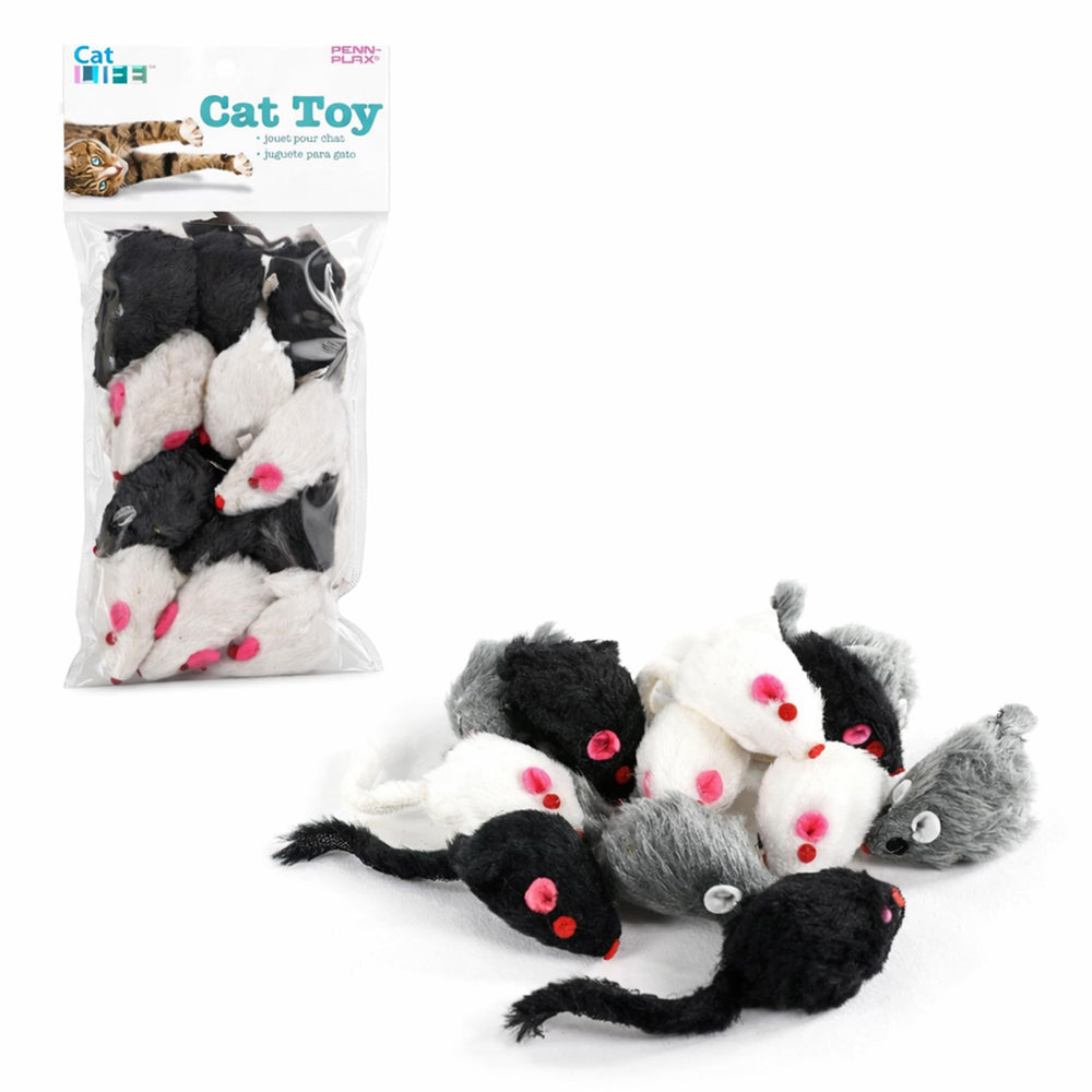 Souris peluche Penn-Plax noir et blanc, stimulation visuelle pour chat actif.