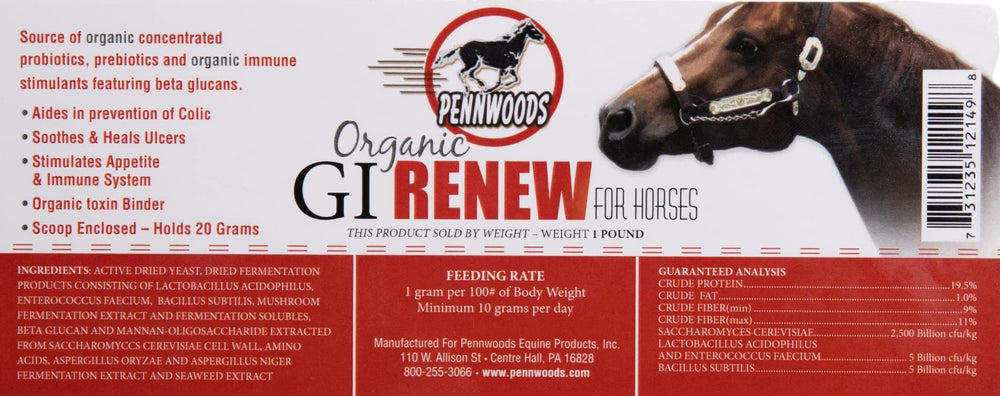 Pennwoods GI Renew immunitaire-soutien soutient les défenses naturelles du cheval.