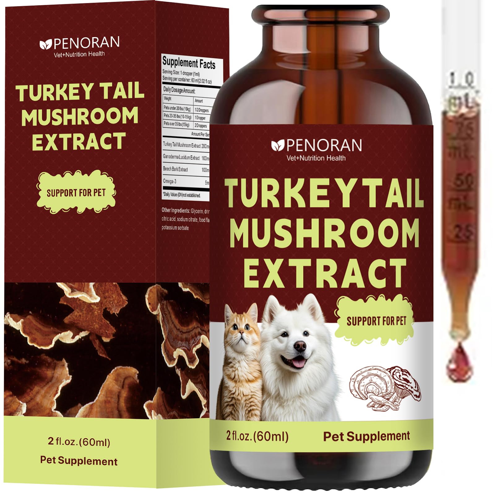 Penoran Turkey Tail formulation naturelle sans additifs artificiels.