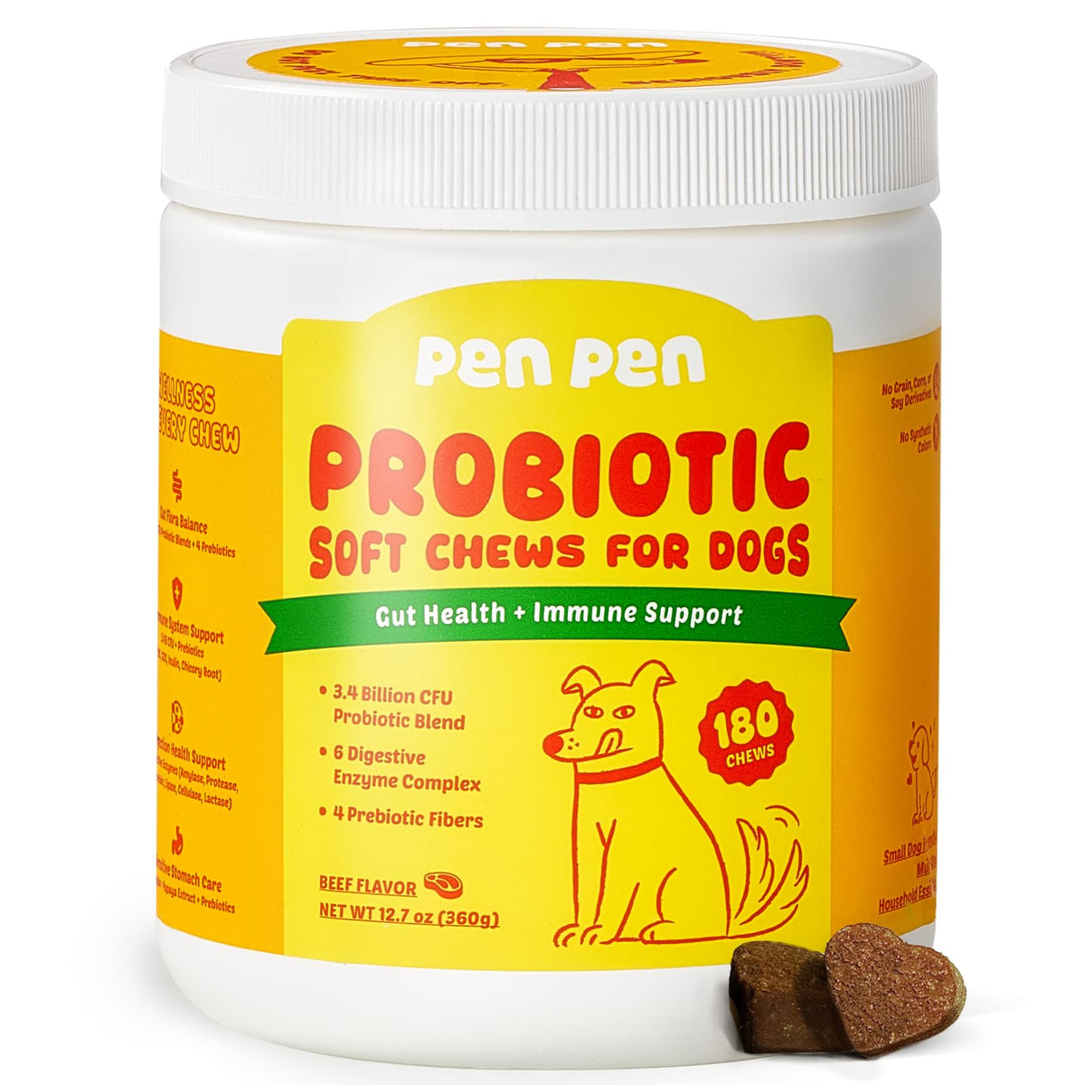 PENPEN Probiotiques chien – gomme-boeuf, soutien digestif et goût apprécié.