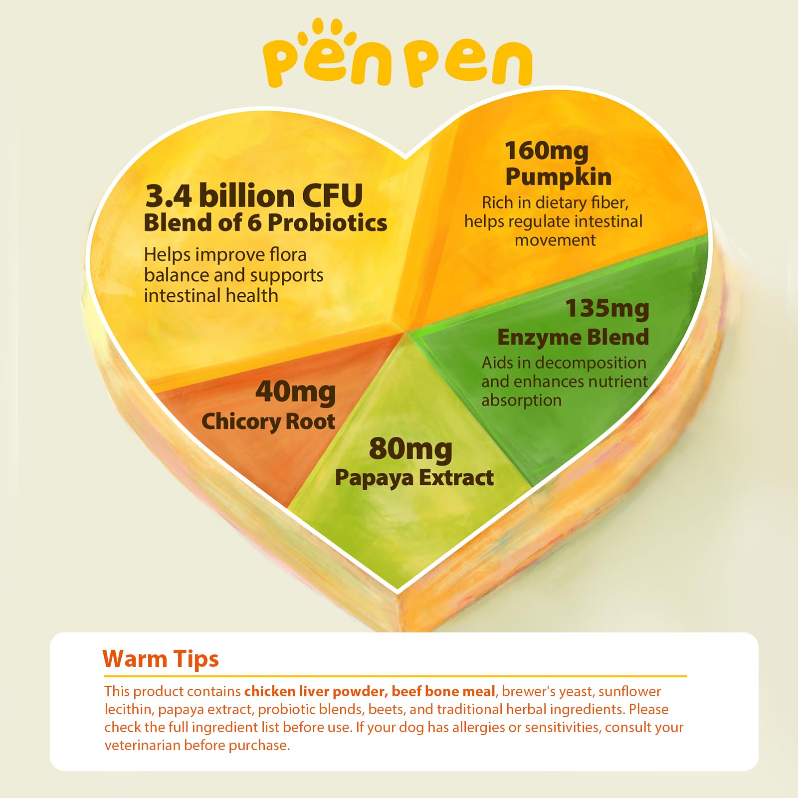 PENPEN Probiotiques chien – gomme-boeuf, soutien immunitaire naturel.