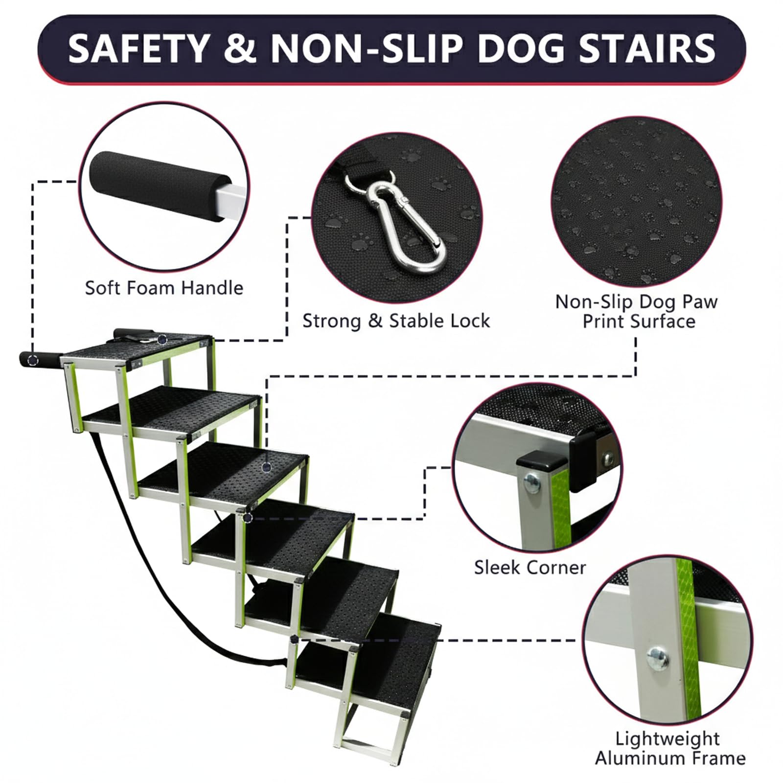 PENSUN escalier chien pliable, rangement compact après utilisation.