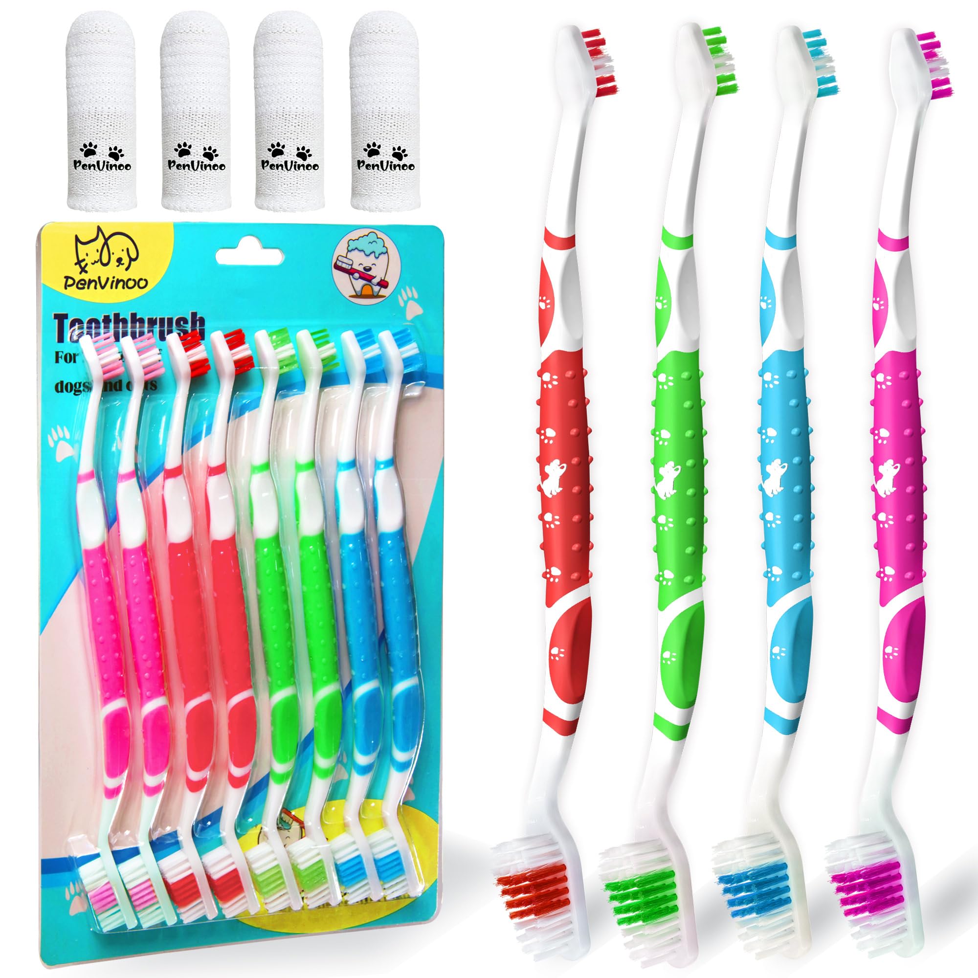 PenVinoo brosse dentaire chien à tête double, nettoyage rapide et complet