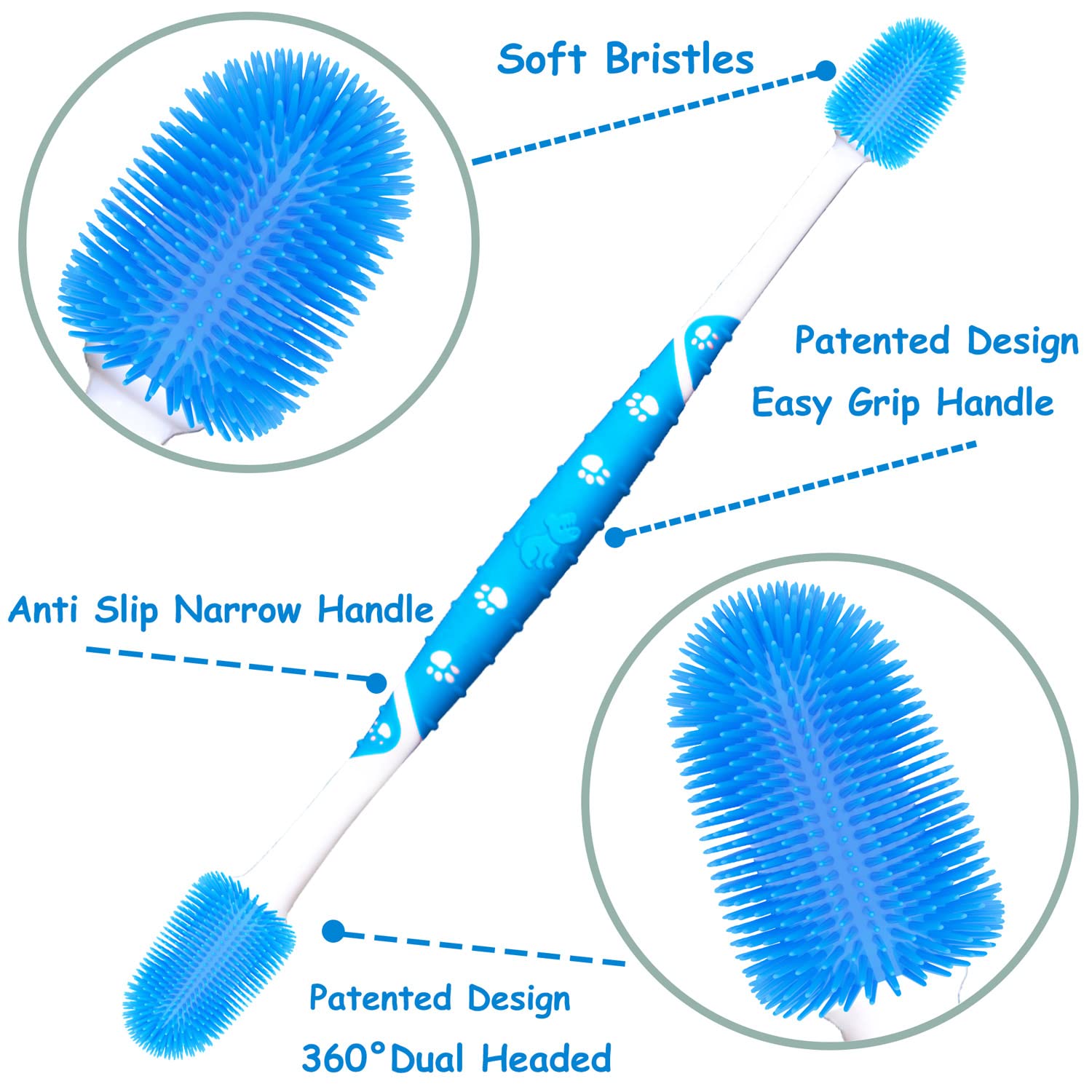 PenVinoo brosse dentaire double tête silicone, gencives protégées