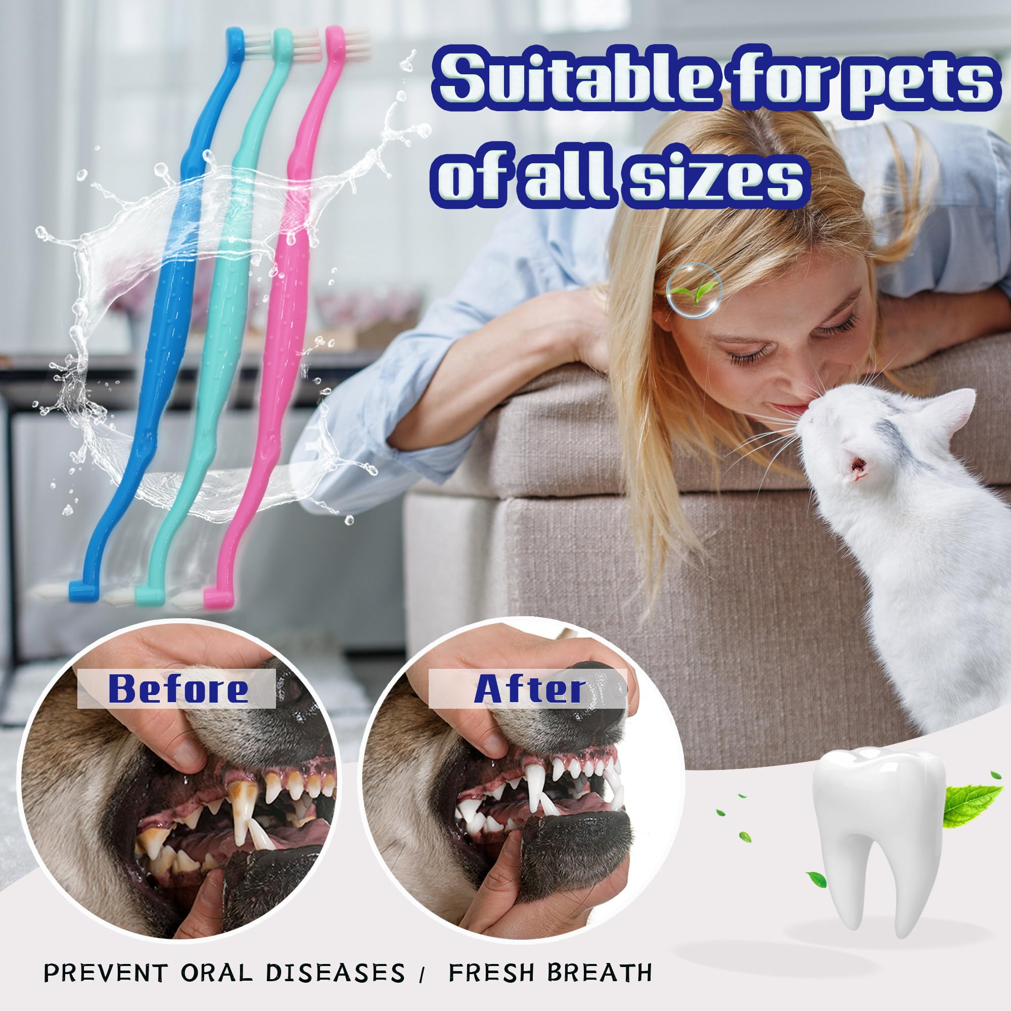Brosse PenVinoo tête miniature pour zones délicates entre les dents des animaux.