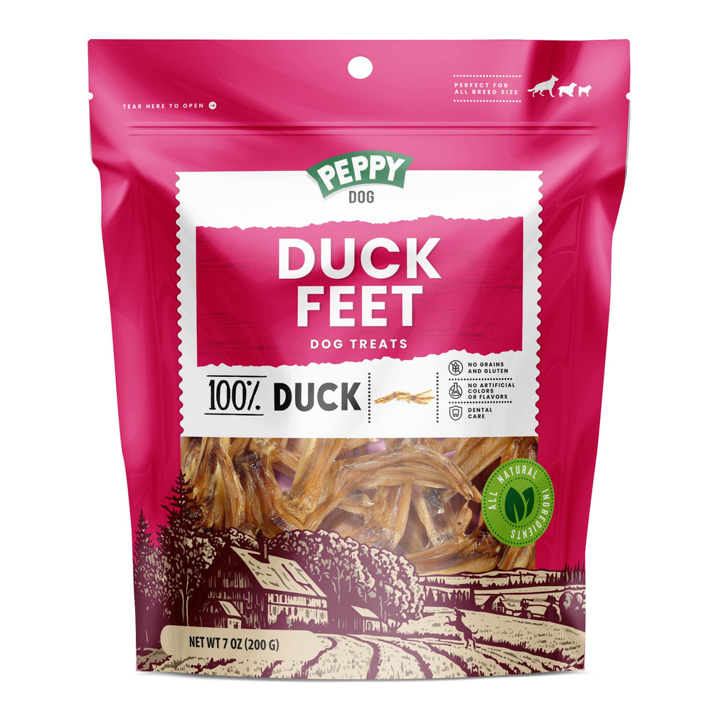 PEPPY DOG pattes de canard entieres 7oz packshot, friandise naturelle et savoureuse