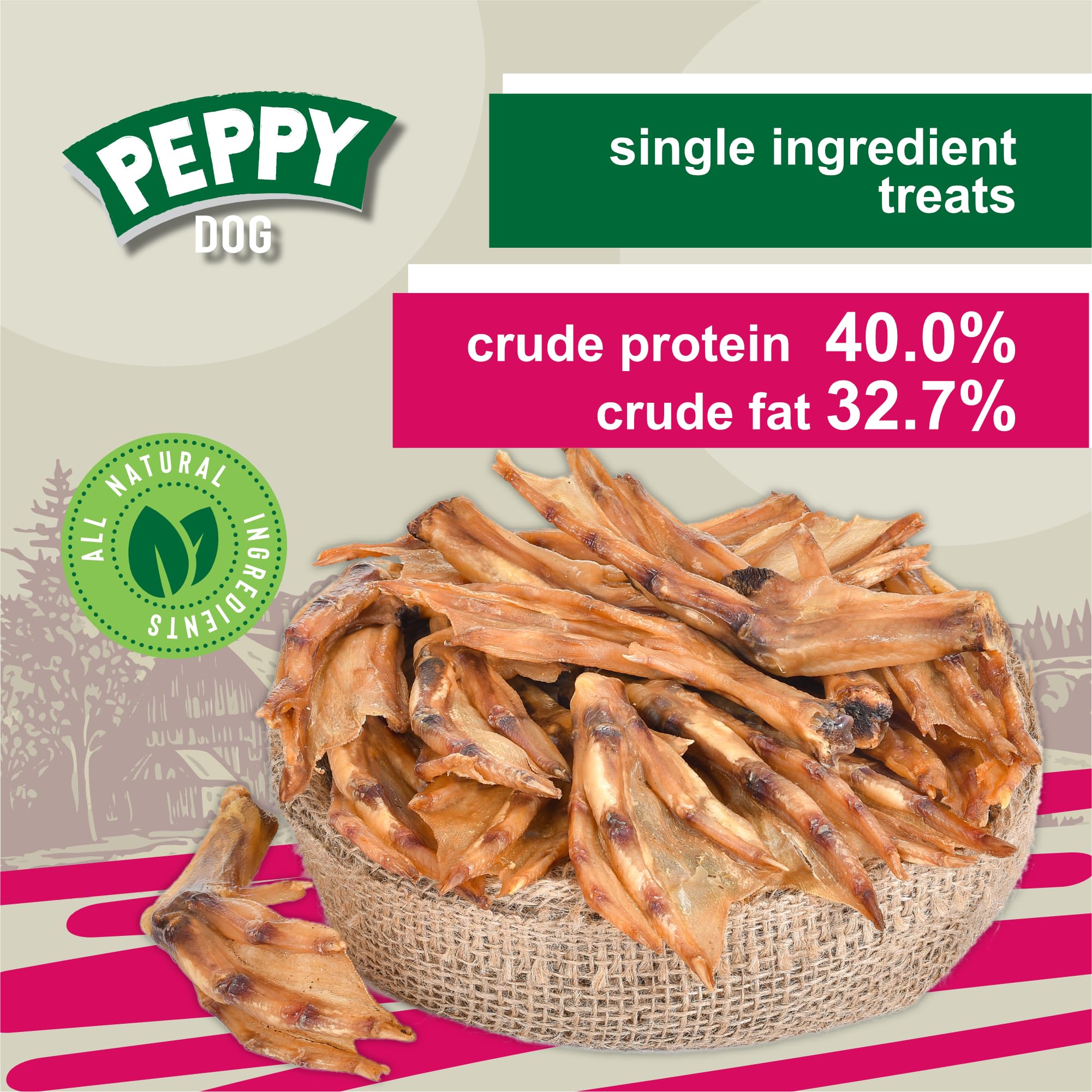 PEPPY DOG pattes de canard entieres 7oz detail deshydratation preserve le gout