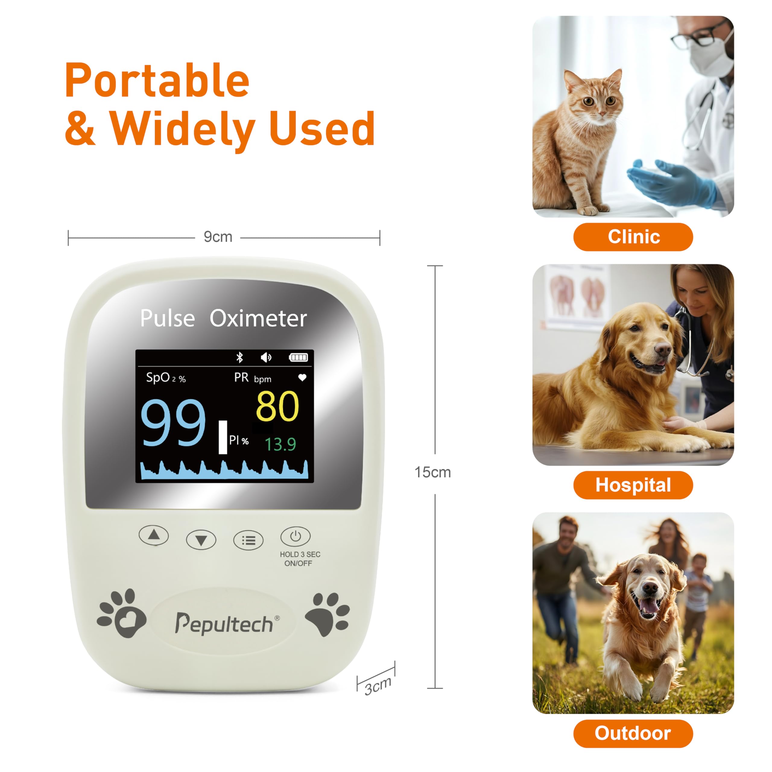 Pepultech oxymètre chien utilisation quotidienne en clinique ou à domicile