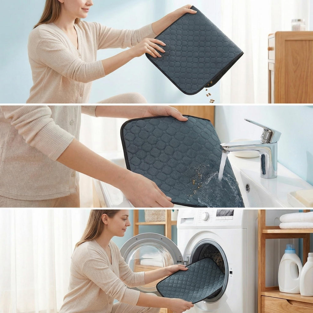 Pequano: réutilisable, réduction des déchets grâce au tapis-litière-cage.