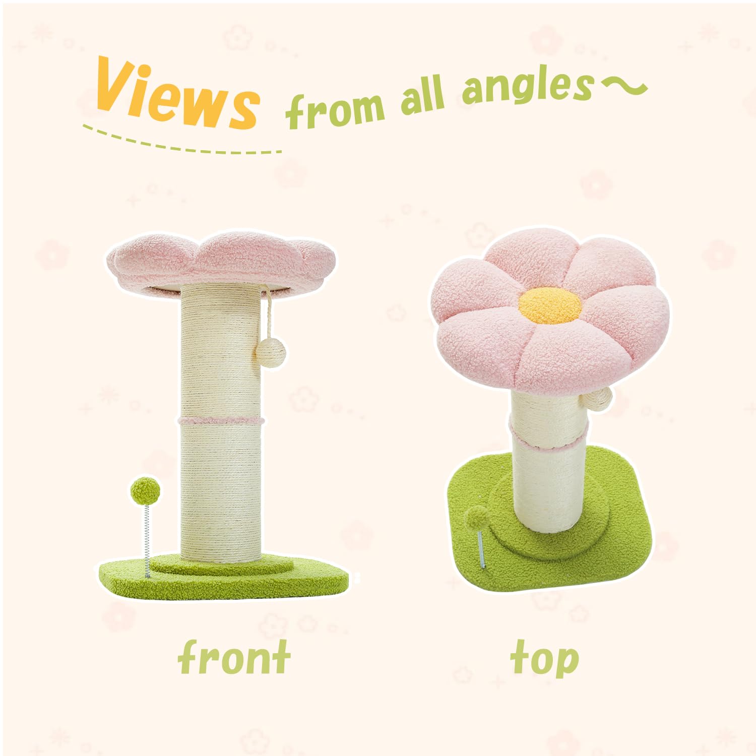 PEQULTI balle-sisal et ressort rose : distraction interactive pour chat seul.