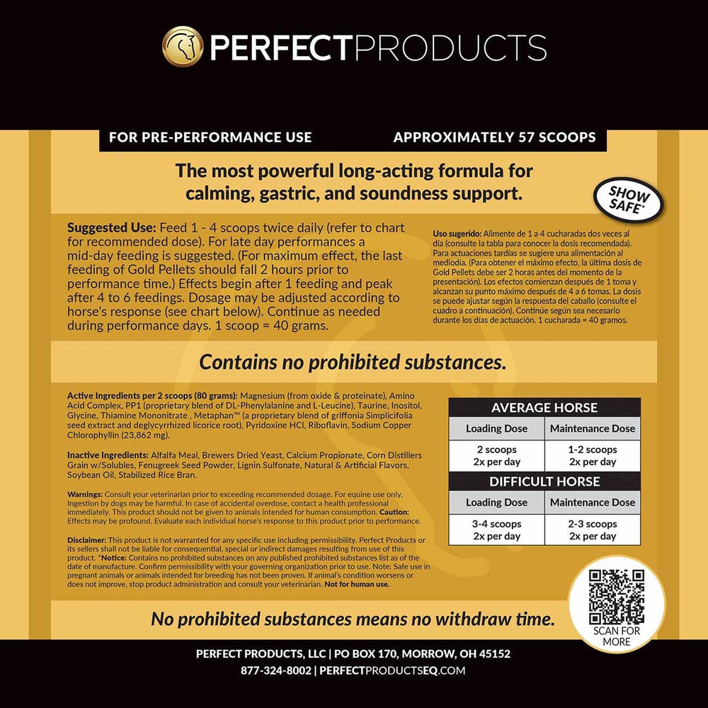 Pellets Perfect Prep EQ Gold compatibles avec le système d’apaisement.