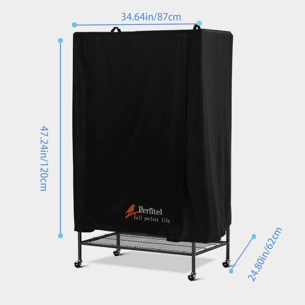 Couvre-cage Perfitel noir, vue arrière, protège du soleil et des UV.