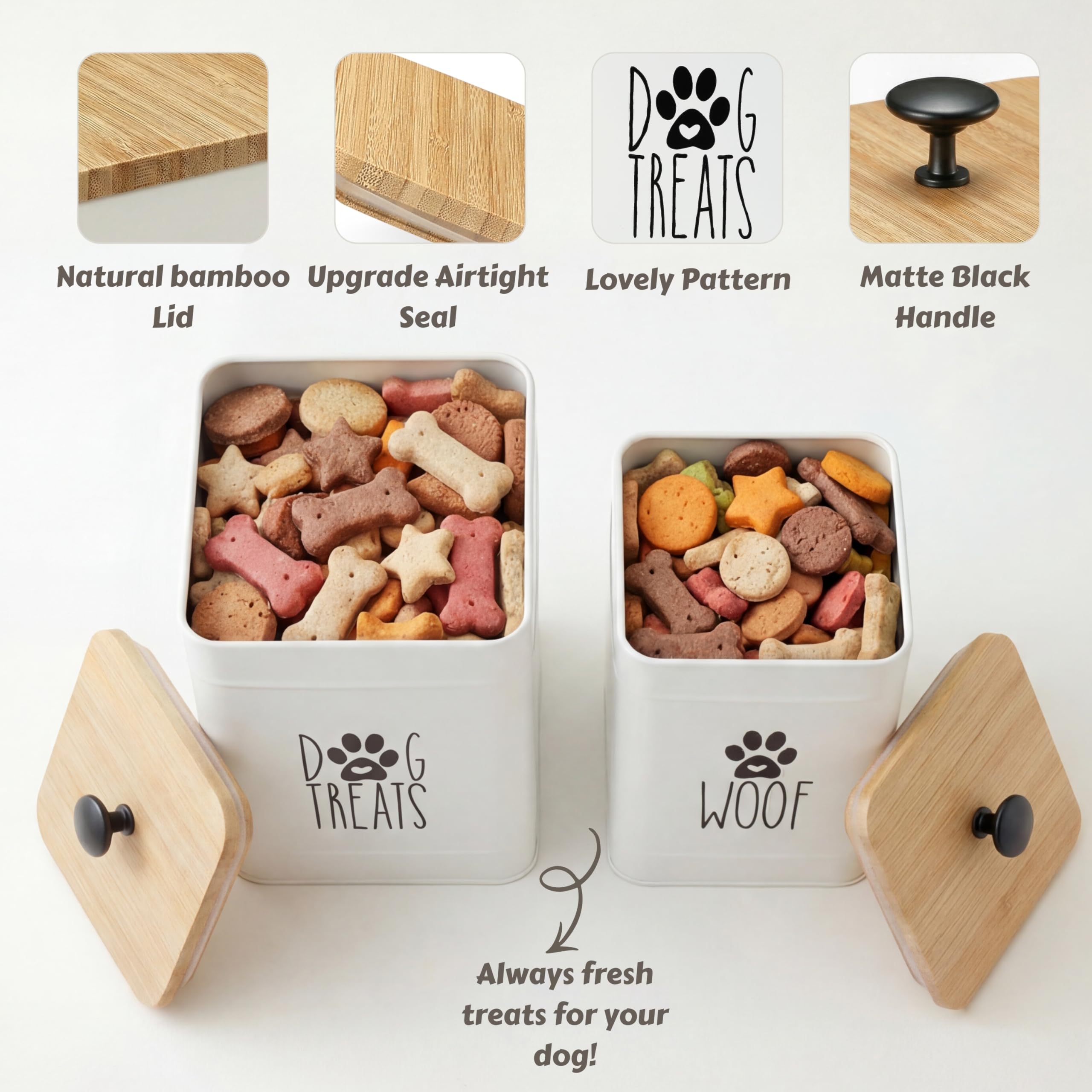 Design champêtre PERFNIQUE, bocaux élégants pour biscuits chien sur comptoir