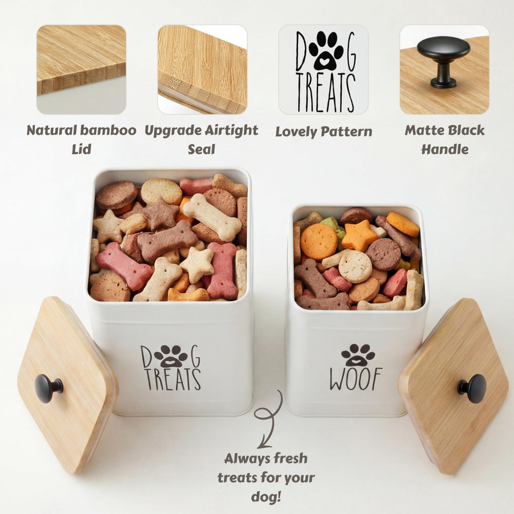 Design champêtre PERFNIQUE, bocaux élégants pour biscuits chien sur comptoir
