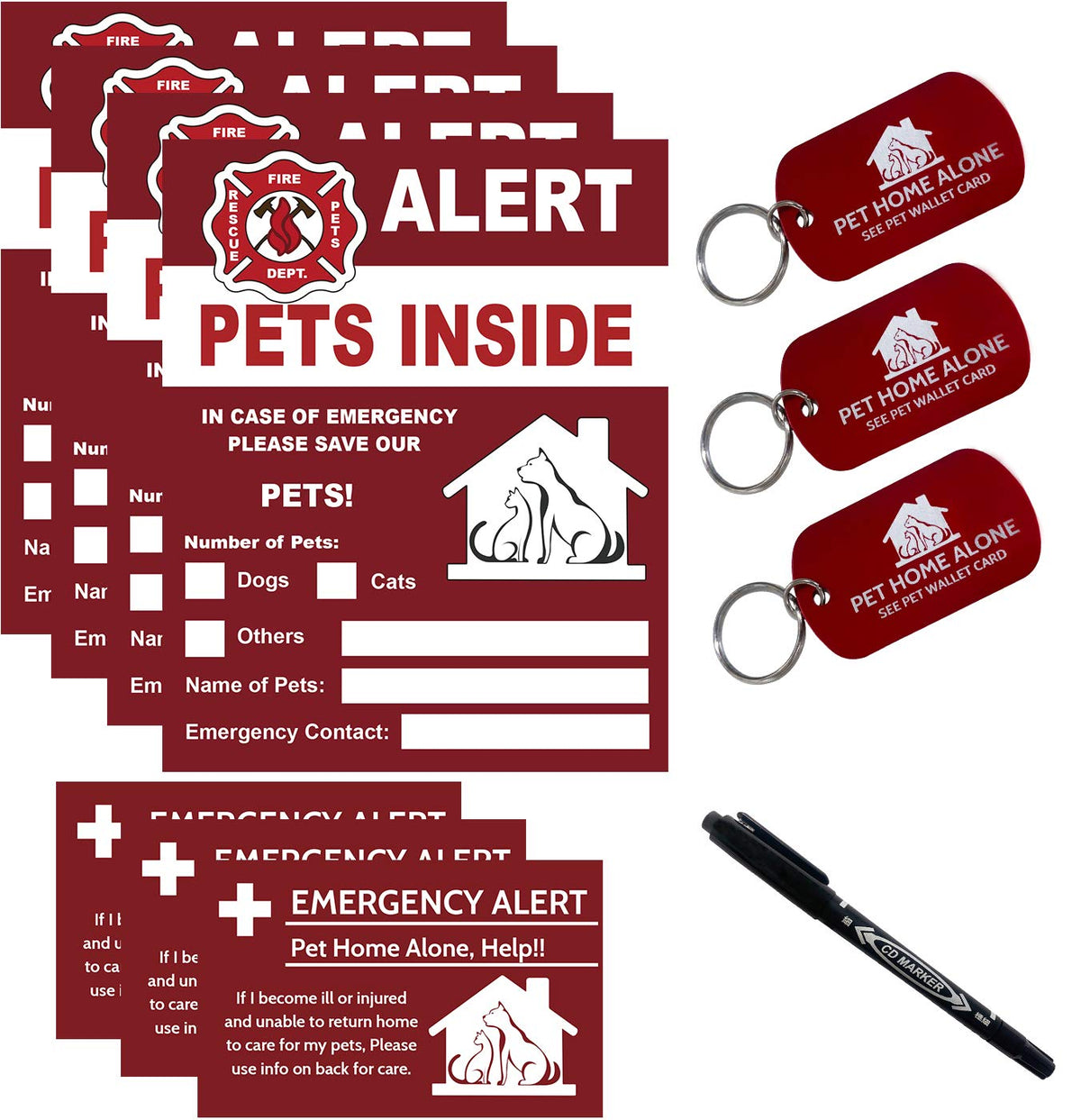 Sticker Periflowin alerte animaux intérieur – lisible par les secours en urgence