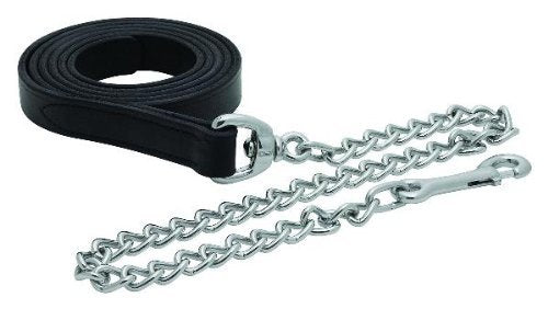 Laisse Perri's en cuir avec chaîne de 30 pouces, Havane et chrome, pratique pour promenades