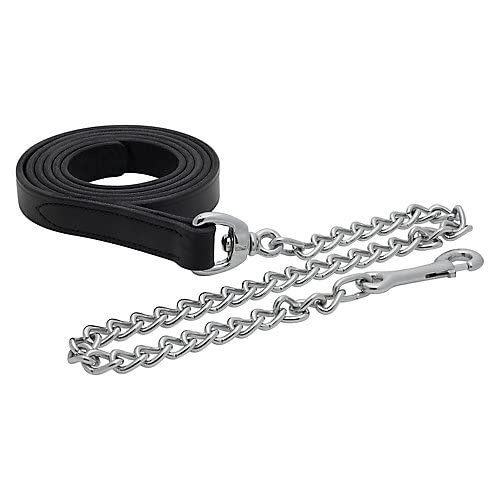 Laisse en cuir Perri's avec chaîne de 30 pouces, pour un contrôle sûr et élégant.