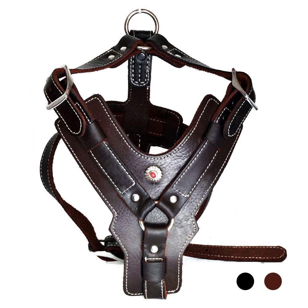 Harnais PESHOUCO en cuir véritable, vue d’ensemble pour confort et durabilité.